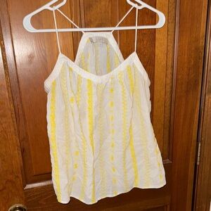 LOFT Yellow and White Sleeveless Camisole